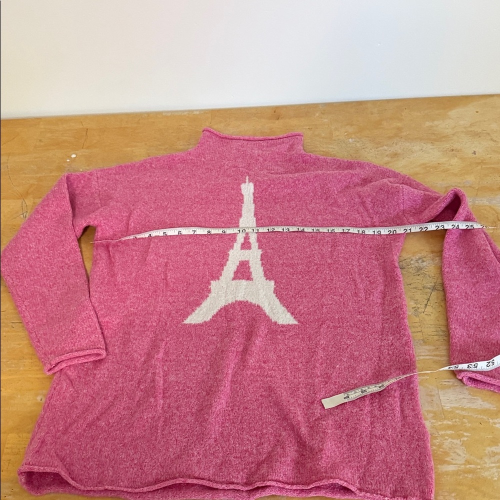 Anthropologie Pink Eiffel Tower Turtleneck Sweater